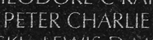 Lance Corporal Peter Charlie's name inscribed on The Wall.